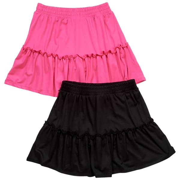 Girls (7-12) BTween(R) 2pk. Solid Black/Pink Ruffled Skorts