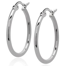 Gianni Argento 2x25mm Thin Shiny Hoop Earrings