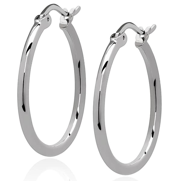 Gianni Argento 2x25mm Thin Shiny Hoop Earrings - image 