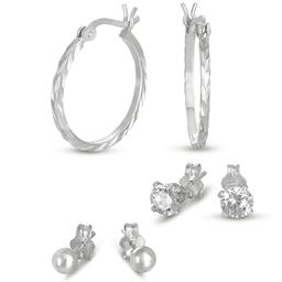 Forever New 3pr. Square Hoop Round Stud & Ball Stud Earrings Set