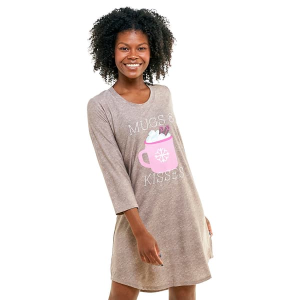 Womens Jaclyn 3/4 Sleeve Mugs & Kisses Nightshirt - image 