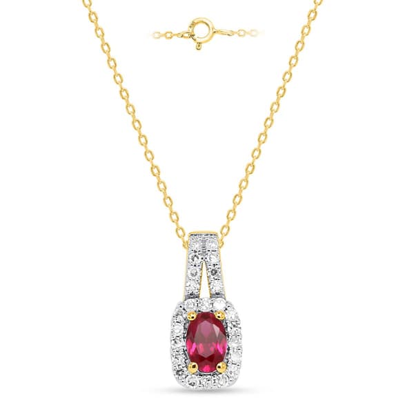 Gemstone Classics(tm) Created Ruby Lab Grown Diamond Pendant