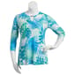 Womens Emily Daniels 3/4 Sleeve Foil Leaf Bar Neck Knit Top-Blue - image 1