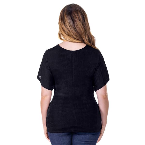 Womens 24/7 Comfort Apparel Knot Front V-Neck Blouse