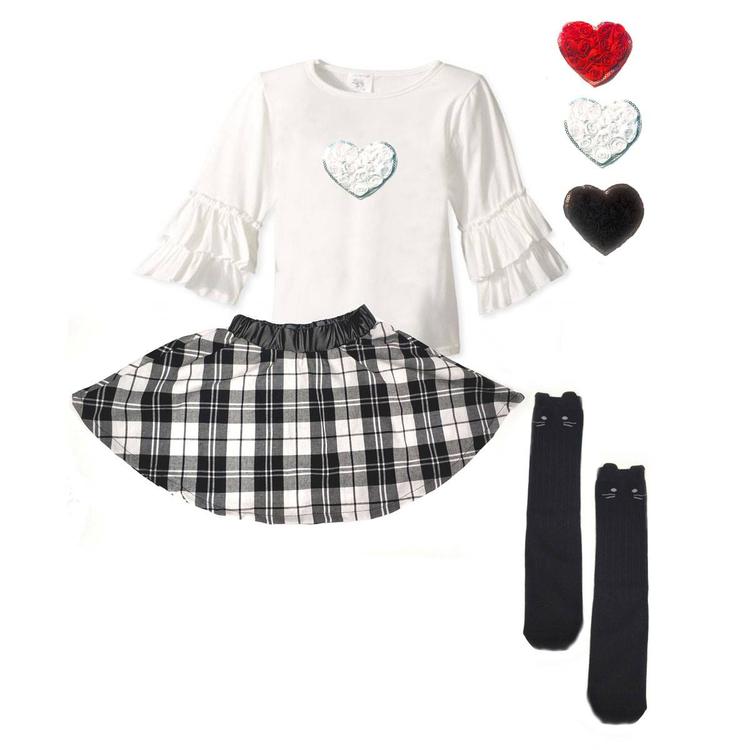 Girls (7-16) Mi Amore Gigi Interchangeable Heart Top & Skirt Set