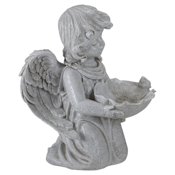 Northlight Kneeling Angel with Flower Bird Feeder Garden Statue