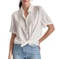 Womens DKNY Jeans Cuff Short Sleeve Solid Casual Button Down - image 3