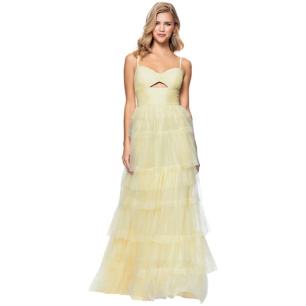 Juniors Blondie Nites Tiered Mesh Key Hole A-Line Dress