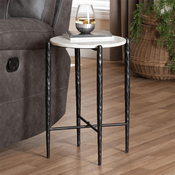 Baxton Studio Caledon Marble Side Table