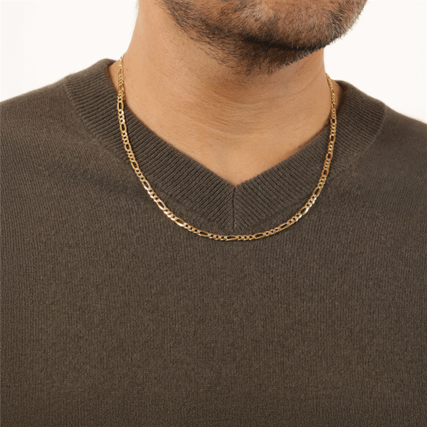 Mens Lynx Gold-Tone Ion Plated 4mm Figaro Chain Necklace