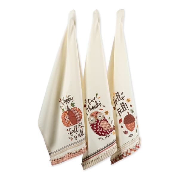 DII® Embellished Welcome Fall Dishtowel Set Of 3