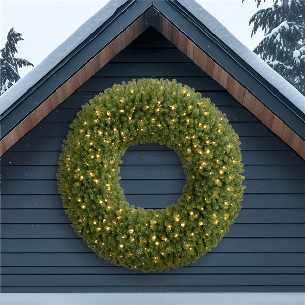 Puleo International 60in. Pre-Lit Warm White Utah Spruce Wreath