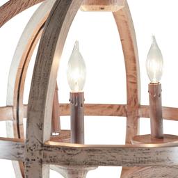 9th & Pike®  Gold Wood Rustic Caged Chandelier