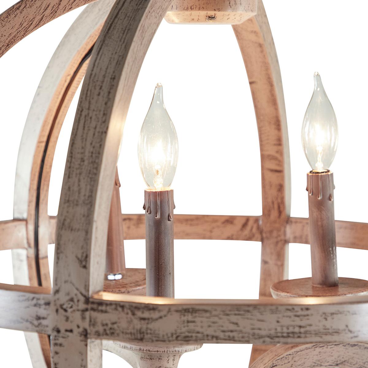 9th & Pike®  Gold Wood Rustic Caged Chandelier