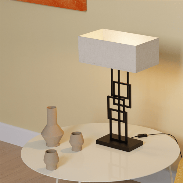 Infibrite 27in. Geometric Chic Table Lamp with Square Shade