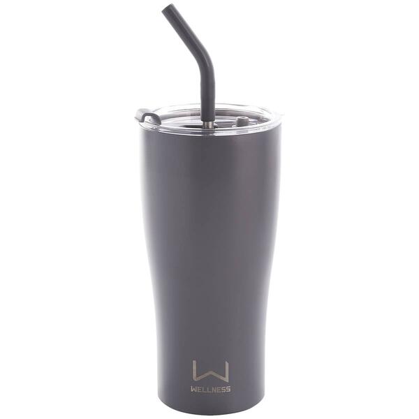 Stainless Steel Double Wall 30oz. Tumbler w/ Straw - Powder Grey - image 