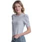 Womens DKNY Short Puff Sleeve Scallop Neck Stripe Sweater - image 1