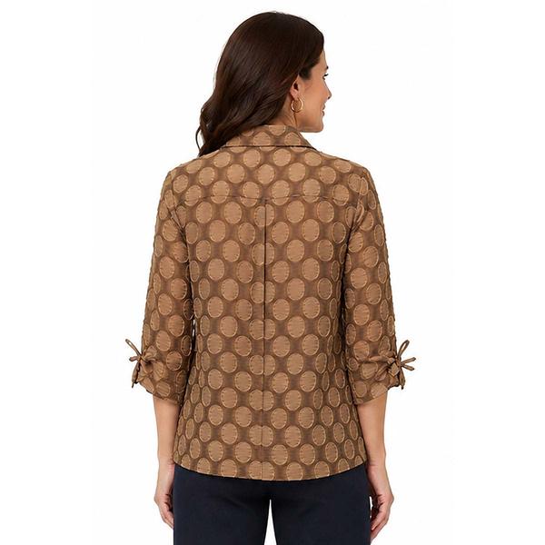 Womens Ali Miles 3/4 Cinched Sleeve Jacquard Dot Blouse
