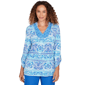 Plus Size Ruby Rd. Set Sail Woodblock Twin Printed Knit Top - image 1