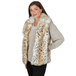 Womens Ruby Rd. Mythical Snow Leopard Faux Fur Vest