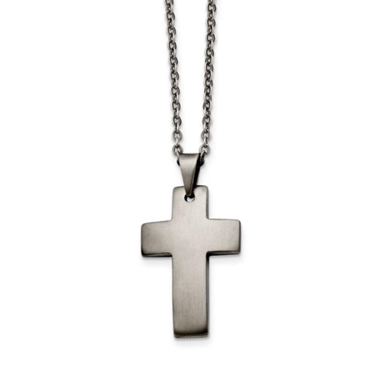 Mens Gentlemen's Classics(tm) Stainless Steel Brushed Cross Necklace