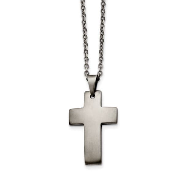 Mens Gentlemen's Classics&#40;tm&#41; Stainless Steel Brushed Cross Necklace - image 
