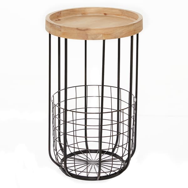 9th & Pike® Round Wood Tray Top Accent Table
