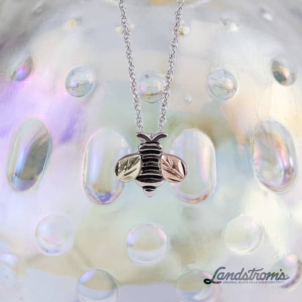 Black Hills Gold Sterling Silver Bee Pendant Necklace