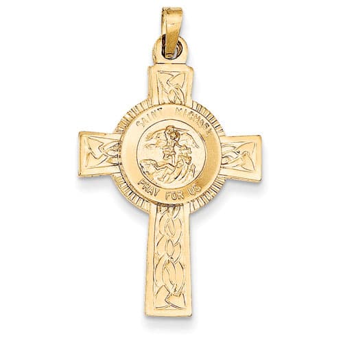 Gold Classics&#40;tm&#41; 14kt. Gold Cross St. Michael Medal Pendant - image 