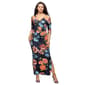 Womens 24/7 Comfort Apparel Black Floral Side Slit Maxi Dress - image 1