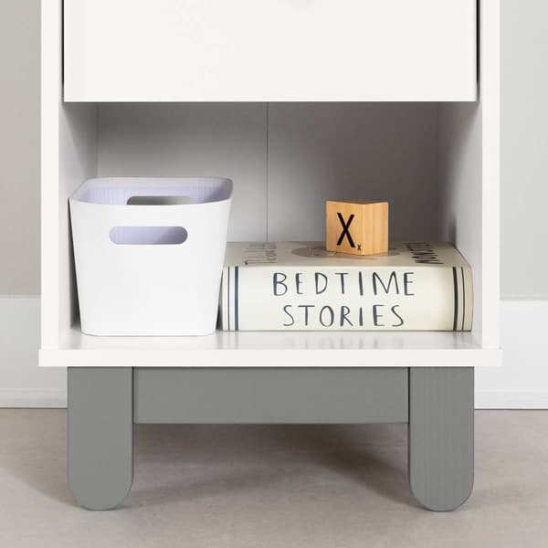 South Shore Bebble Soft Gray & White Nightstand