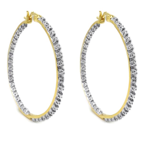 Accents by Gianni Argento Gold Plated Diamond Hoop Earrings - image 