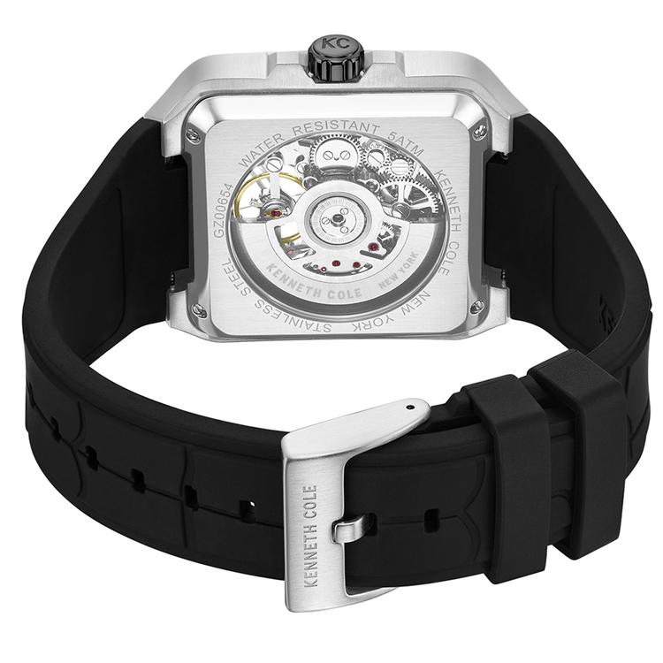 Mens Kenneth Cole® New York Skeleton Automatic Silcone Watch