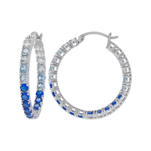 Gianni Argento Round Blue Ombre Hoop Earrings - image 