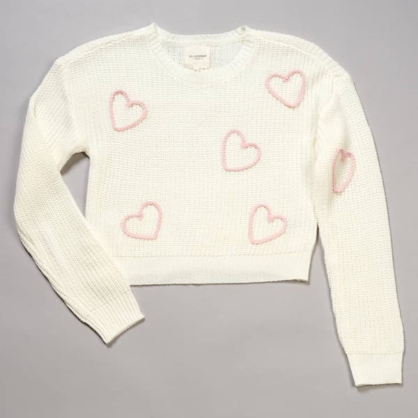 Girls &#40;7-16&#41; No Comment Long Sleeve Braided Hearts Sweater