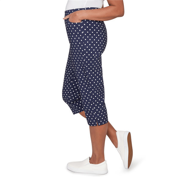 Womens Alfred Dunner Port Side Pull On Dot Capris