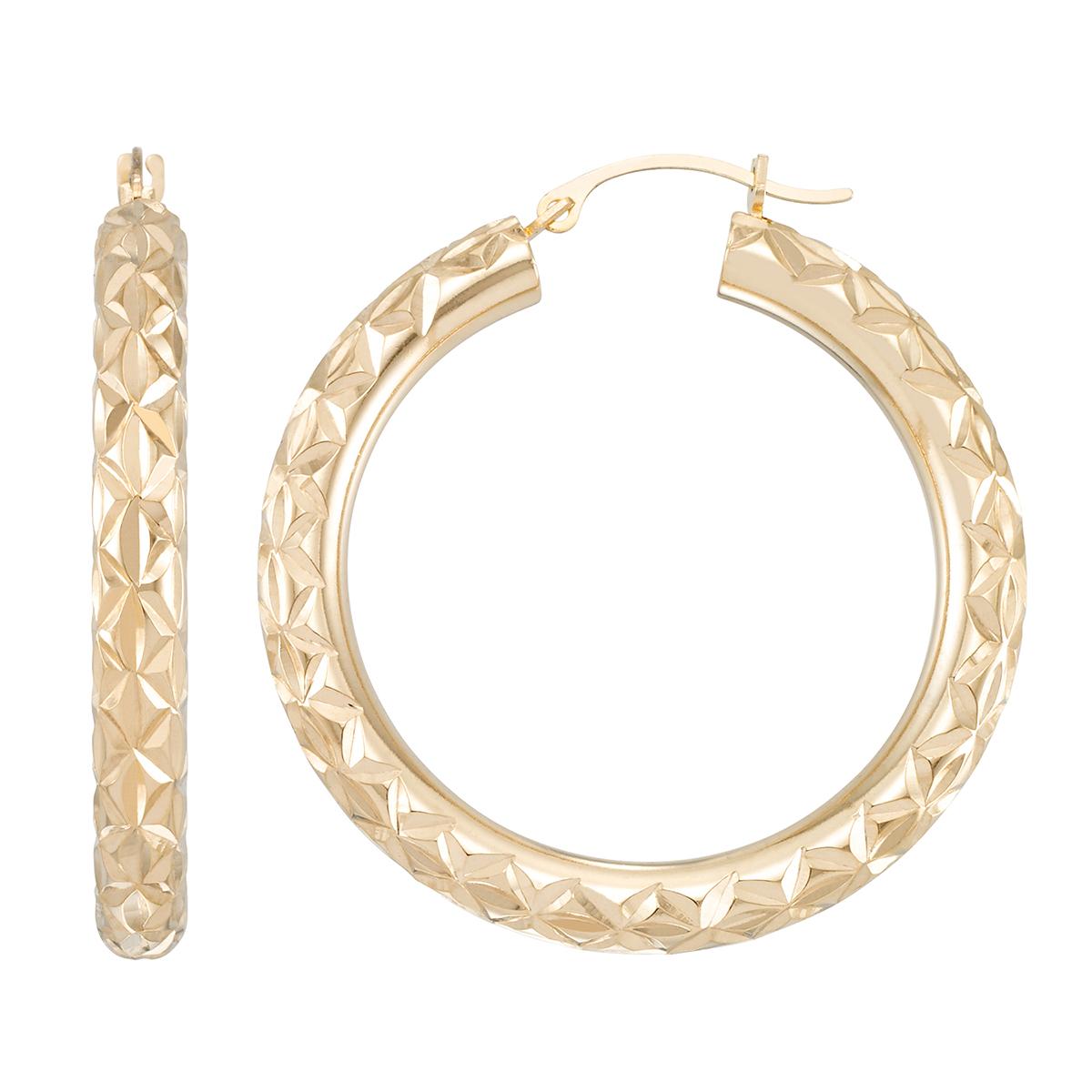 Evergold 14kt. Gold over Resin 32mm Textured Hoop Earrings
