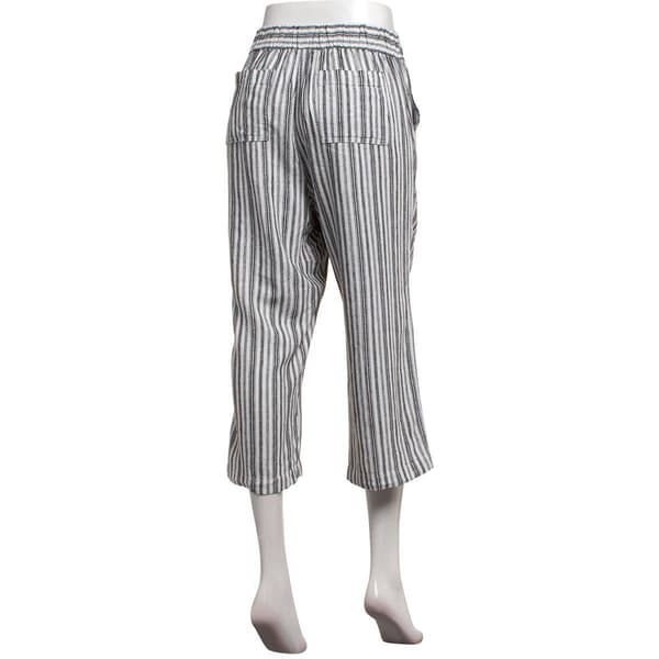 Womens Per Se Drawstring Waist Porkchop Pocket Stripe Capris