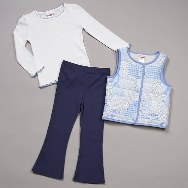 Girls (4-6x) Little Lass® 3pc. Quilted Vest w/ Tee & Legging Set