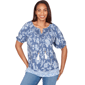 Petite Ruby Rd. French Riviera Clip Dot Tie Neck Blouse - image 1