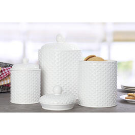 Home Essentials White Round Hobnail Canisters - Set of 3