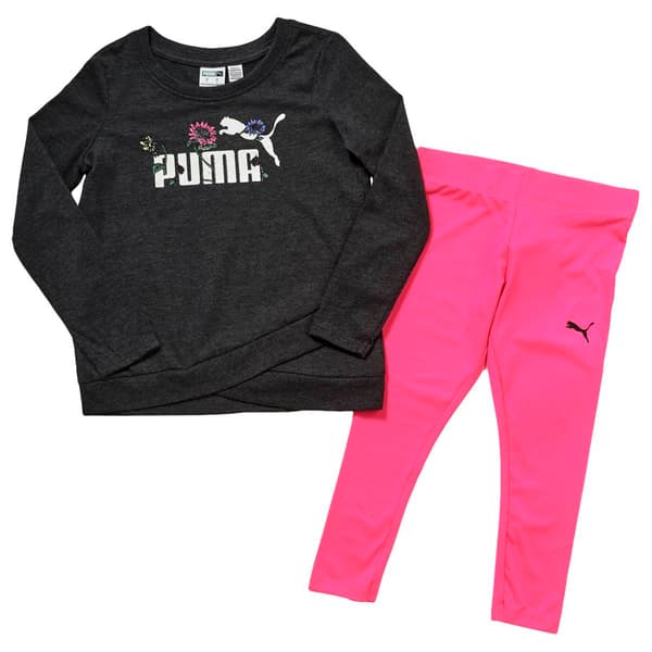 Girls &#40;4-6x&#41; Puma 2pc. Glitter Flower Top & Leggings Set