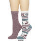 Womens Cuddl Duds 2pk. Reindeer Snowflake Rib Boot Crew Socks - image 2