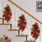 Puleo International Pre-Lit Adorned Red & Gold Banister Swag - image 3