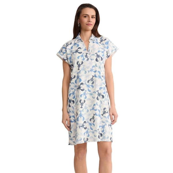 Petite Jones New York Petite Short Sleeve Collar V Neck Lobster