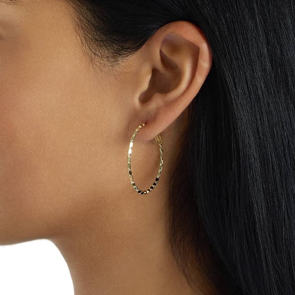 Athra 14kt. Gold over Brass 35mm Diamond-Cut Hoop Earrings