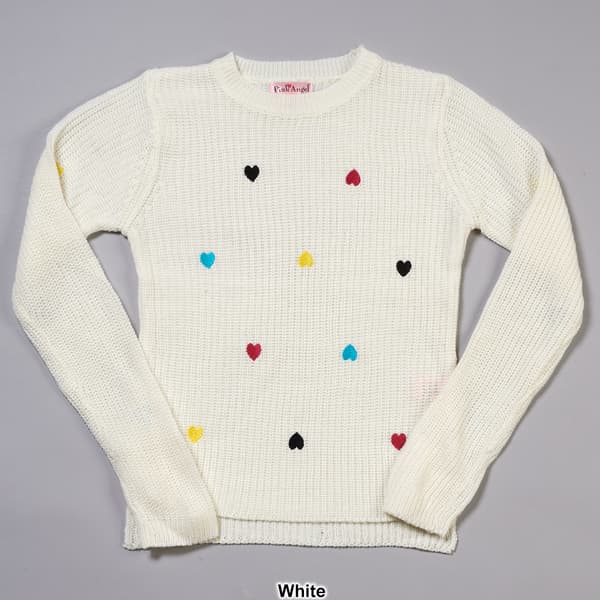 Girls &#40;7-16&#41; Pink Angel Heart Embroidered Sweater