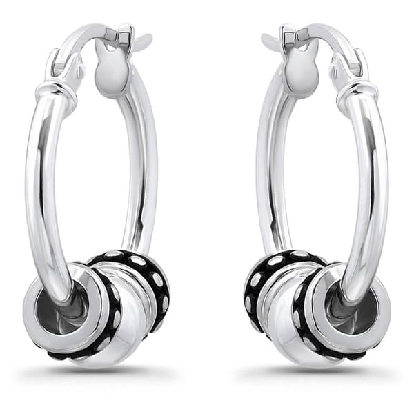 Designs by FMC Sterling Silver Hoop Earrings wtih Beads - image 
