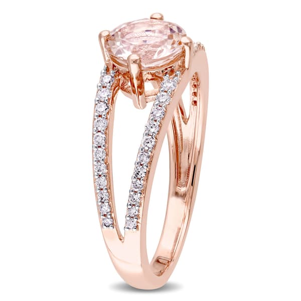Gemstones Classics™ 14kt. Rose Gold Morganite Diamond Shank Ring