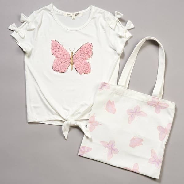 Girls (7-12) BTween® Bow Butterfly Tie Front Tee w/ Bag